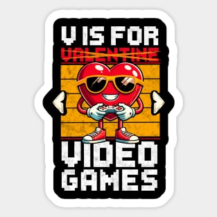 V Is For Video Game Gamer Valentine's Day Sticker